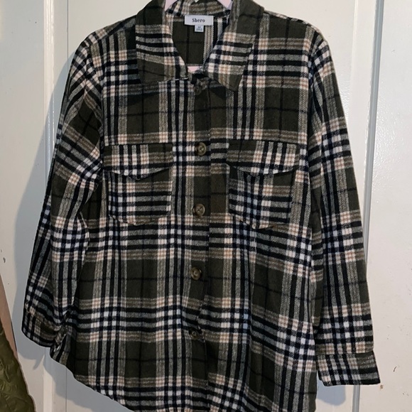 Olive green shacket flannel - Picture 1 of 4